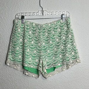 Southern Tide Women’s Size Medium Pull On 3” Green Lined Lace Shorts